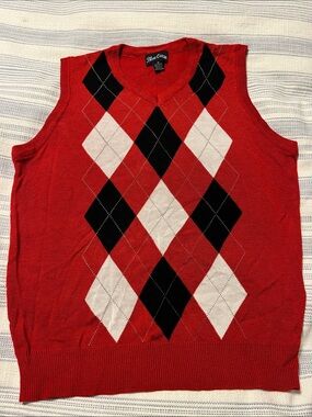Red Argyle Knit Vest - Kids Sweater